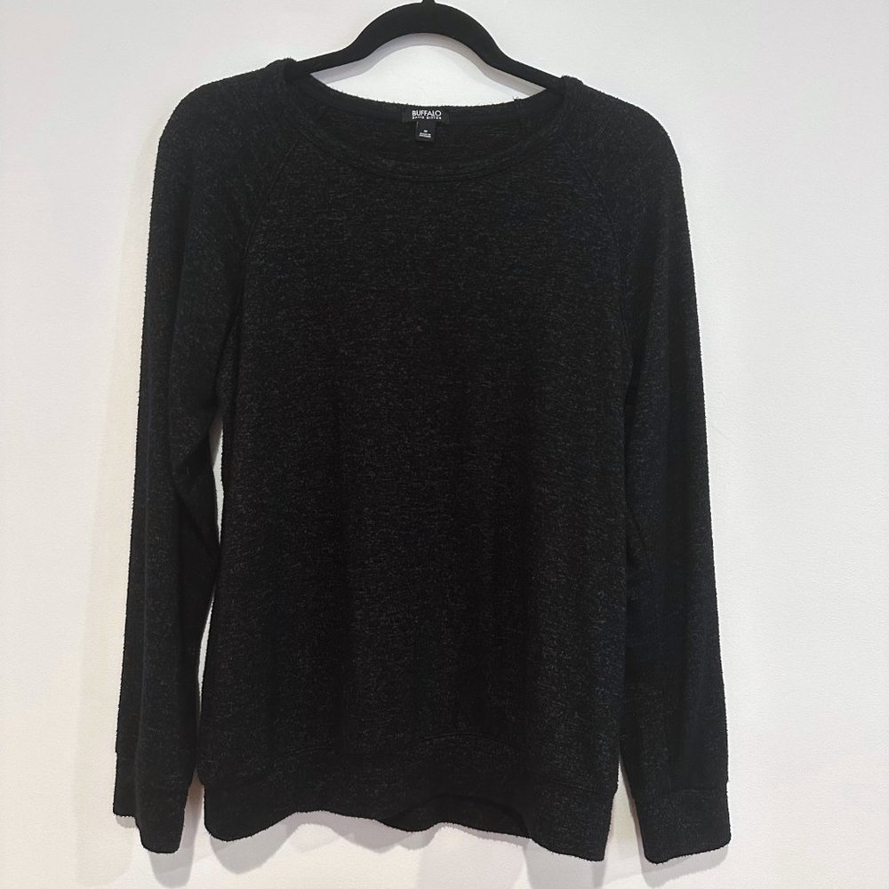 Buffalo David Bitton, Lightweight Crewneck Long-Sleeve Shirt, Black, Size Medium